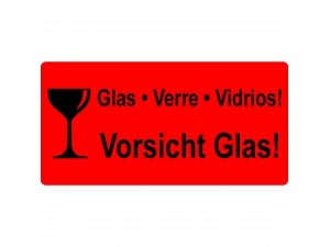 Kuljetustarra Vorsicht Glas!